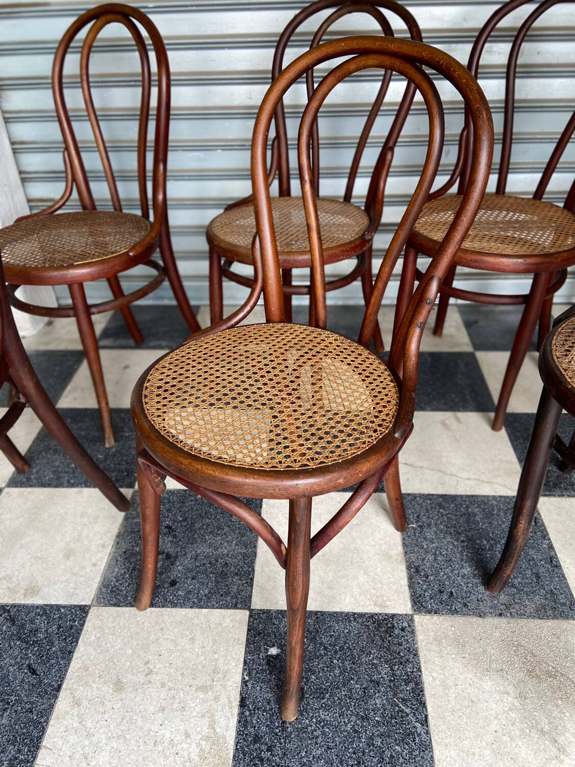 Set of 7 Thonet bistro chairs