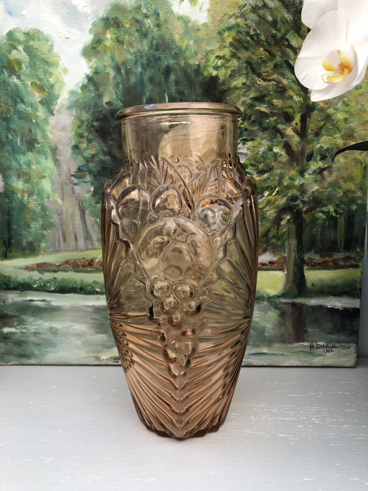 Antique Art Deco Vase 1930 Souchon-Neuvesel "84 Bis" Rose Amber