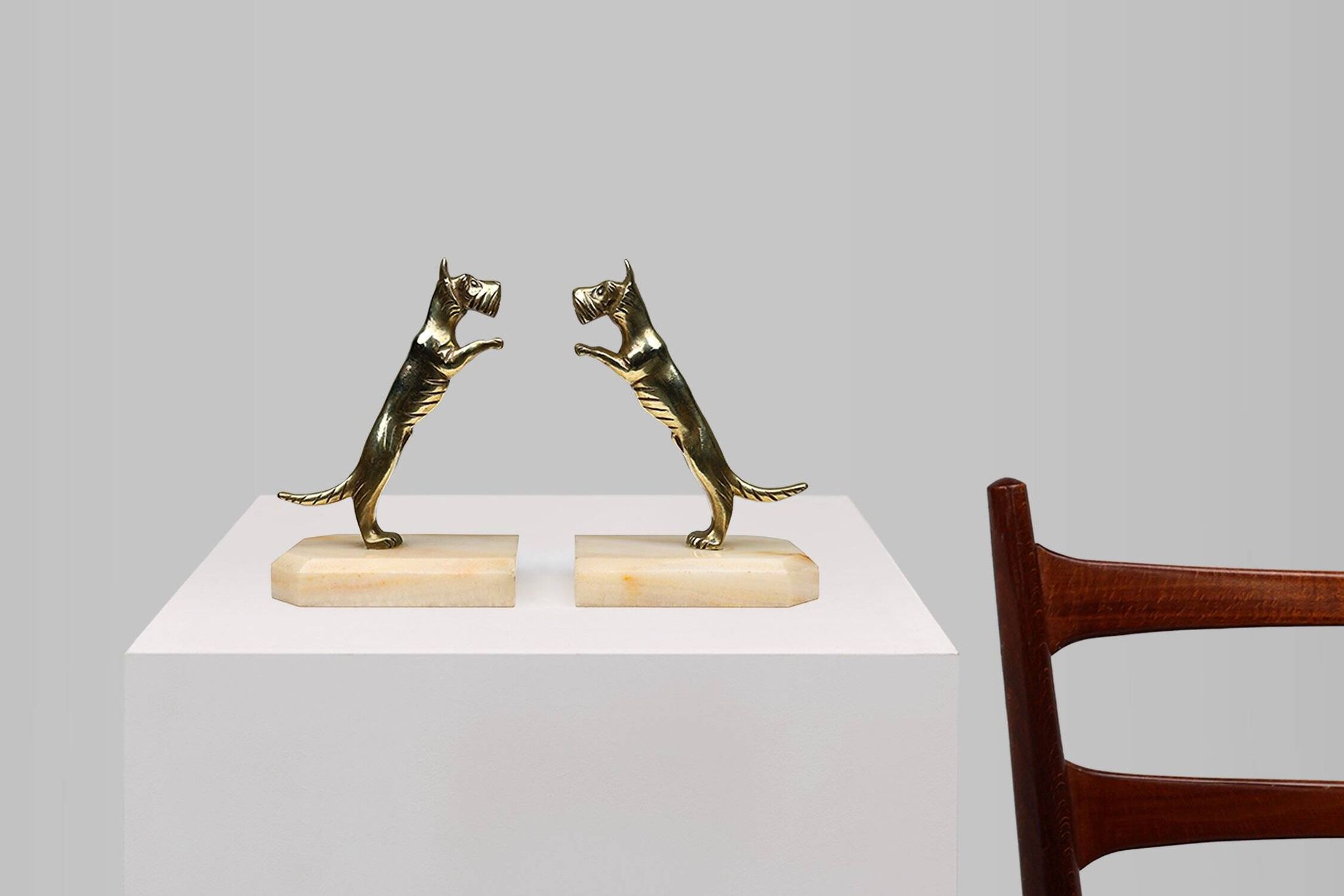 Art Deco Bookends in Copper with Marble Bases, France, 1930s, Set of 2