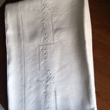 Drap lin ancien brodé à la main et monogramme t t 226 x 324