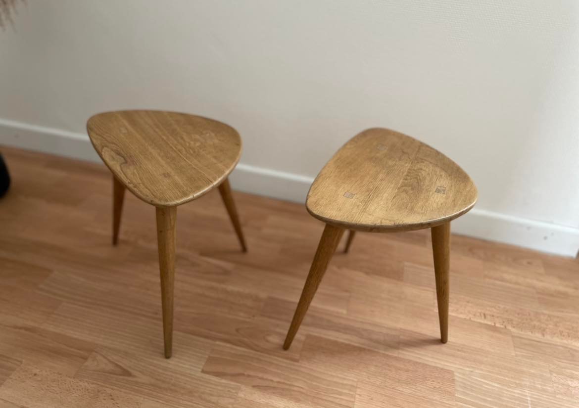 Duo of Tripods, 50s in oak
