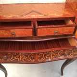 Vintage Italian brown wooden cocktail bar cabinet with inlaid marquetry from the 1950s.