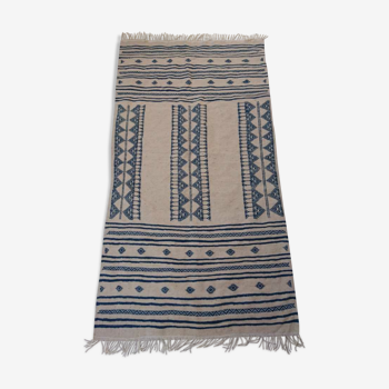 Tapis beige et bleu fait 195x105cm