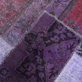 Purple tones vintage patchwork rug 304x215cm