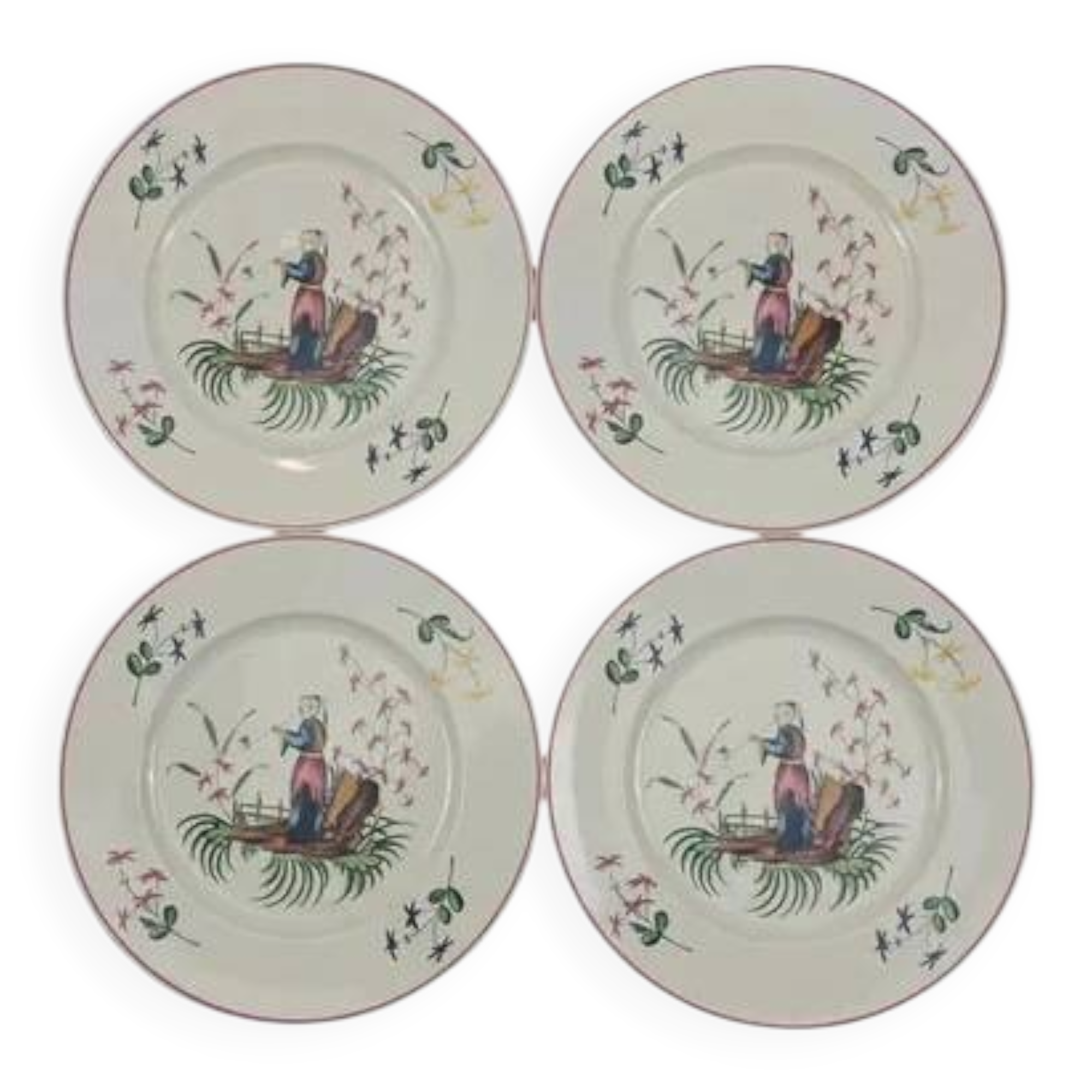 Set of 4 dessert plates Villeroy & Boch Mandarin collection in white porcelain.
