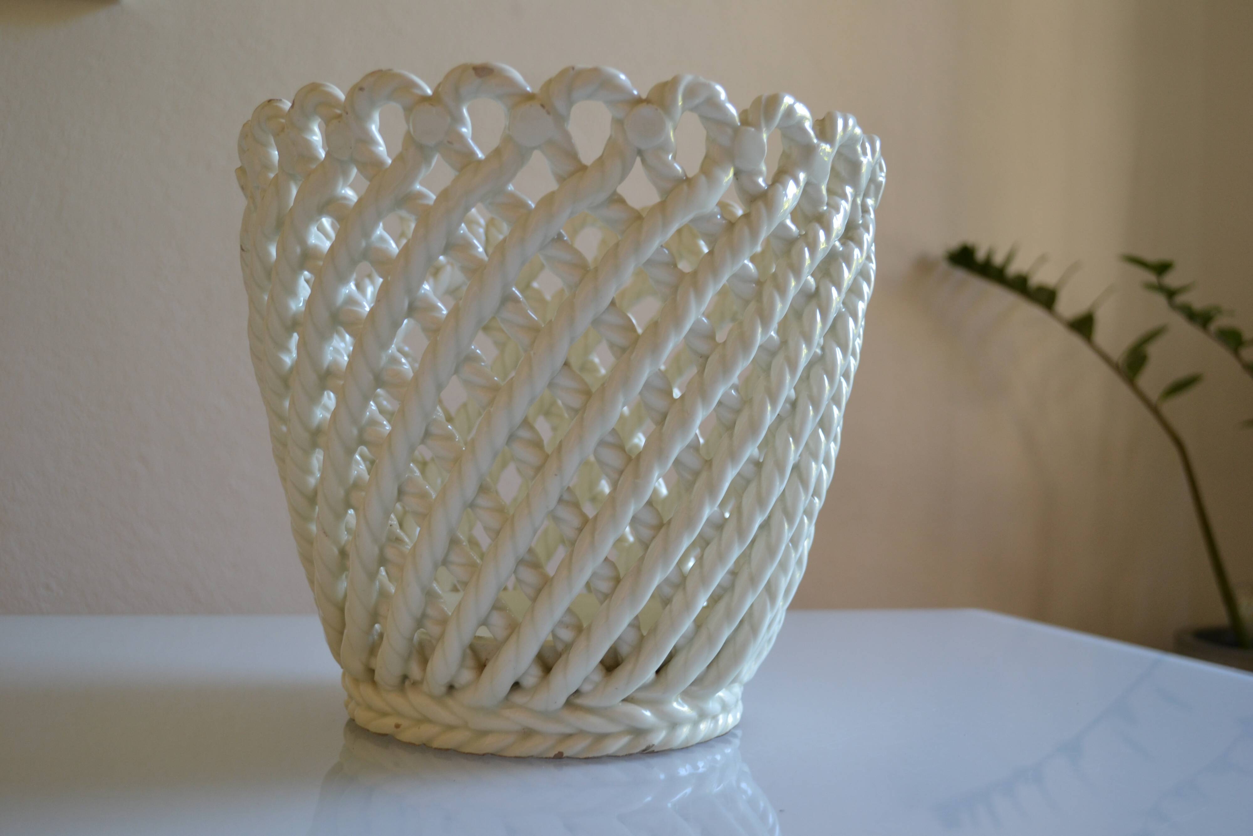 Woven ceramic cache-pot DLG Emile Tessier Pichon Uzès