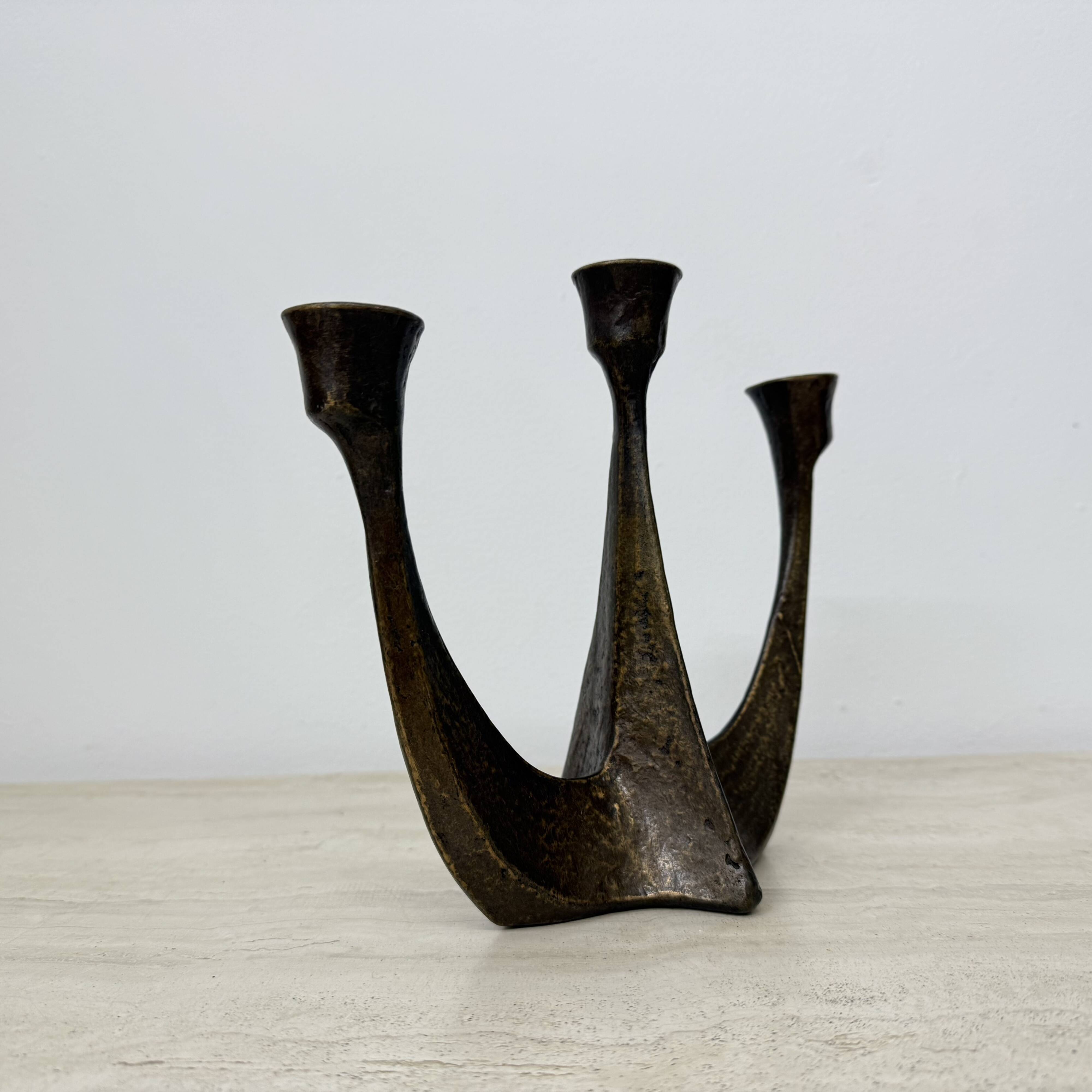 Brutalist bronze candle stick by Horst Dalbeck , 1970s Germany