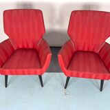 Paire de fauteuils rouges. Italie des années 1950