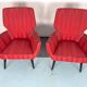 Mid-century modern pair of red armchairs. italy 1950s