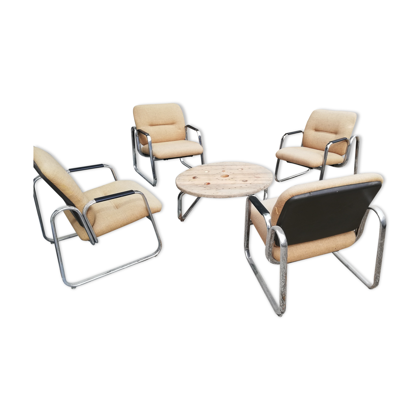 Ensemble 4 fauteuils et table basse