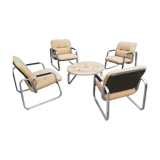 Set 4 armchairs and coffee table
