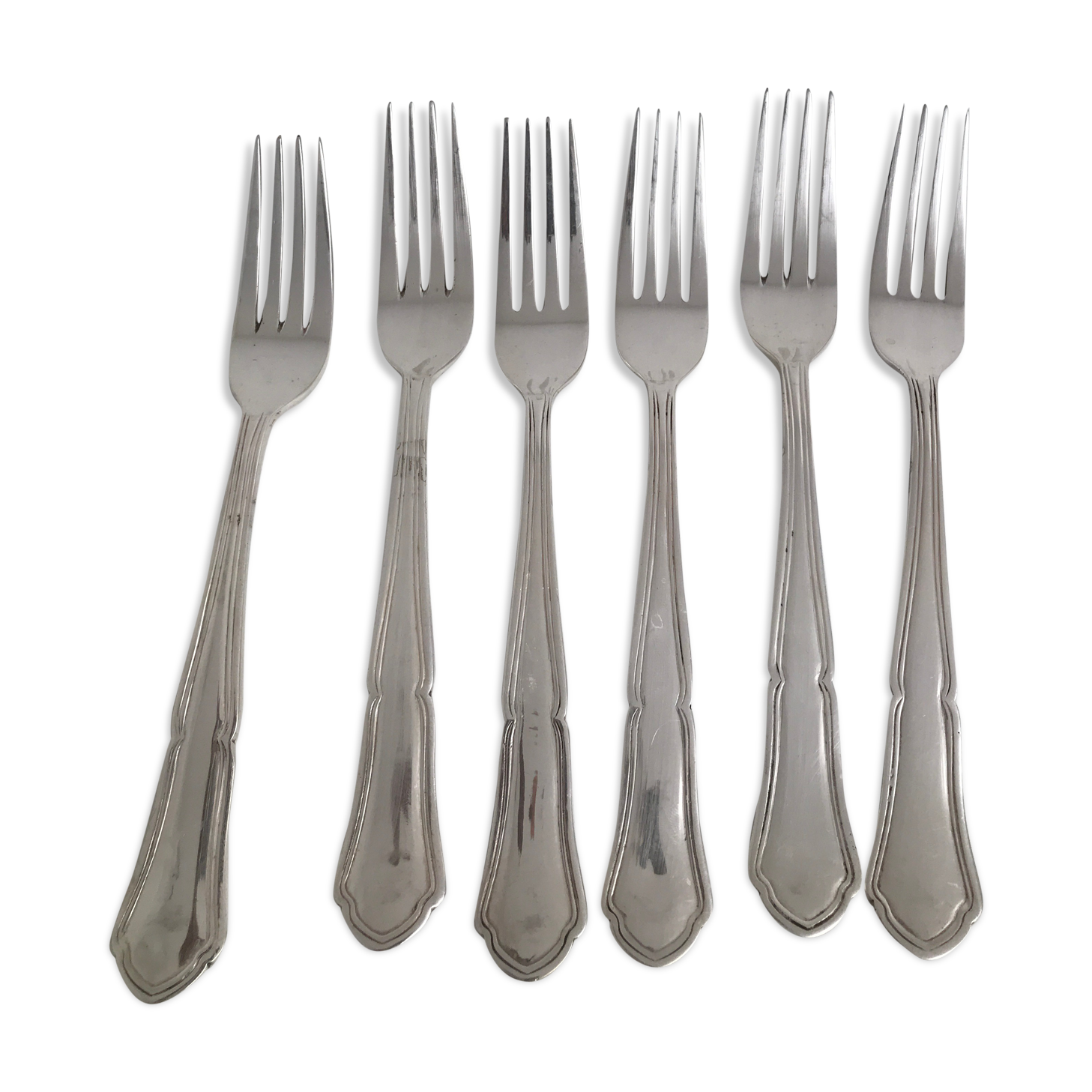 6 old vintage metal silver forks