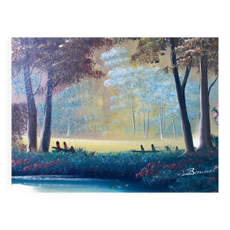 Tableau HST "La clairière ensoleillée" signée vers 1950