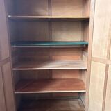 Large Parisian oak wardrobe from the early 20th century with an antique white patina