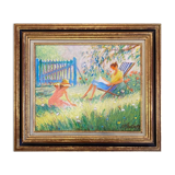 Huile sur toile peinture authentique et signée Claude Fossoux 64,5x56 cm avec cadre