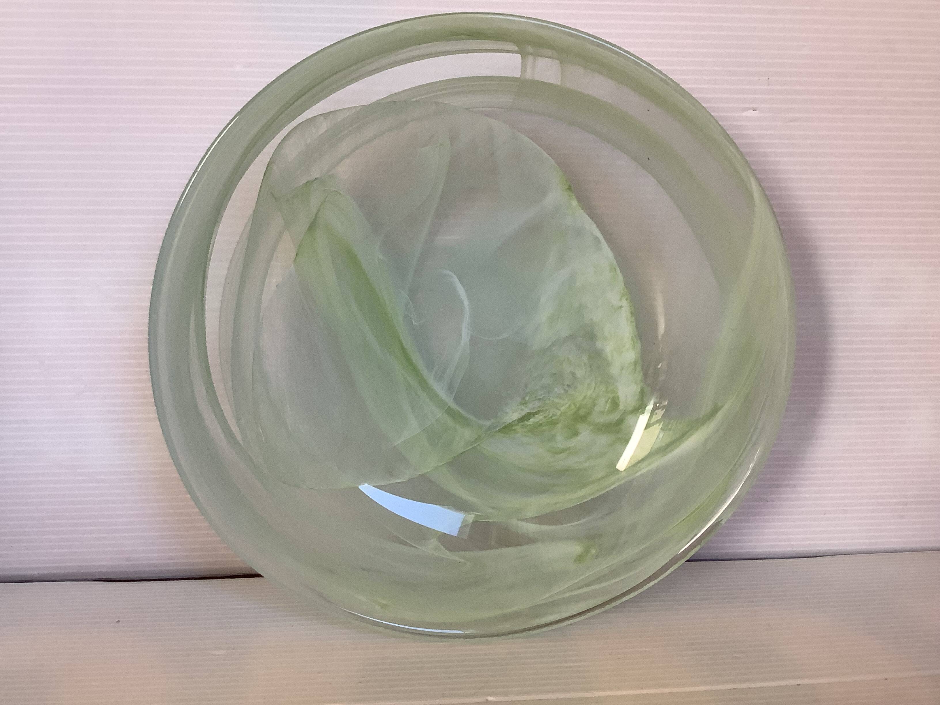 Large green pâte de verre dish.