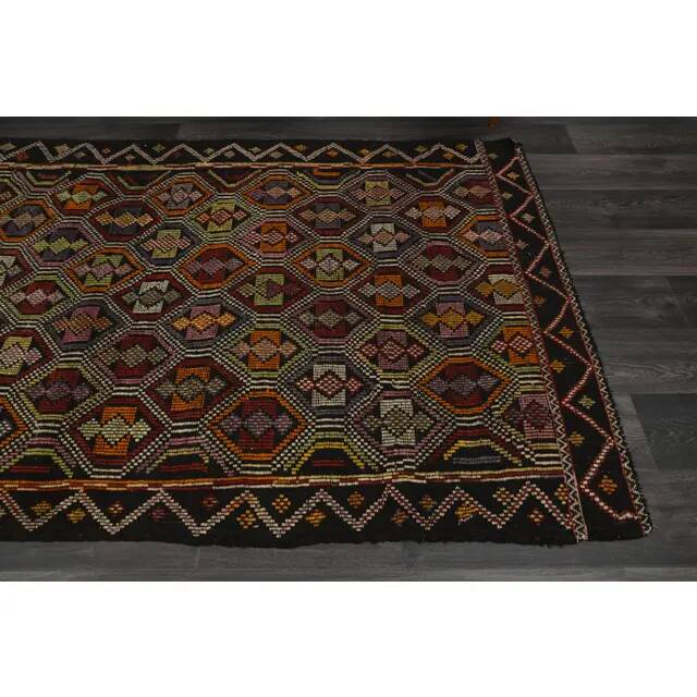 1970s Vintage Turkish Oushak Handmade Wool Cotton Brown Area Rug 144x260