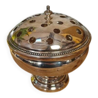 Silver-plated metal flower holder with vintage hallmark