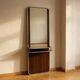 Console murale en chrome et palissandre avec miroir, années 1970, italienne.