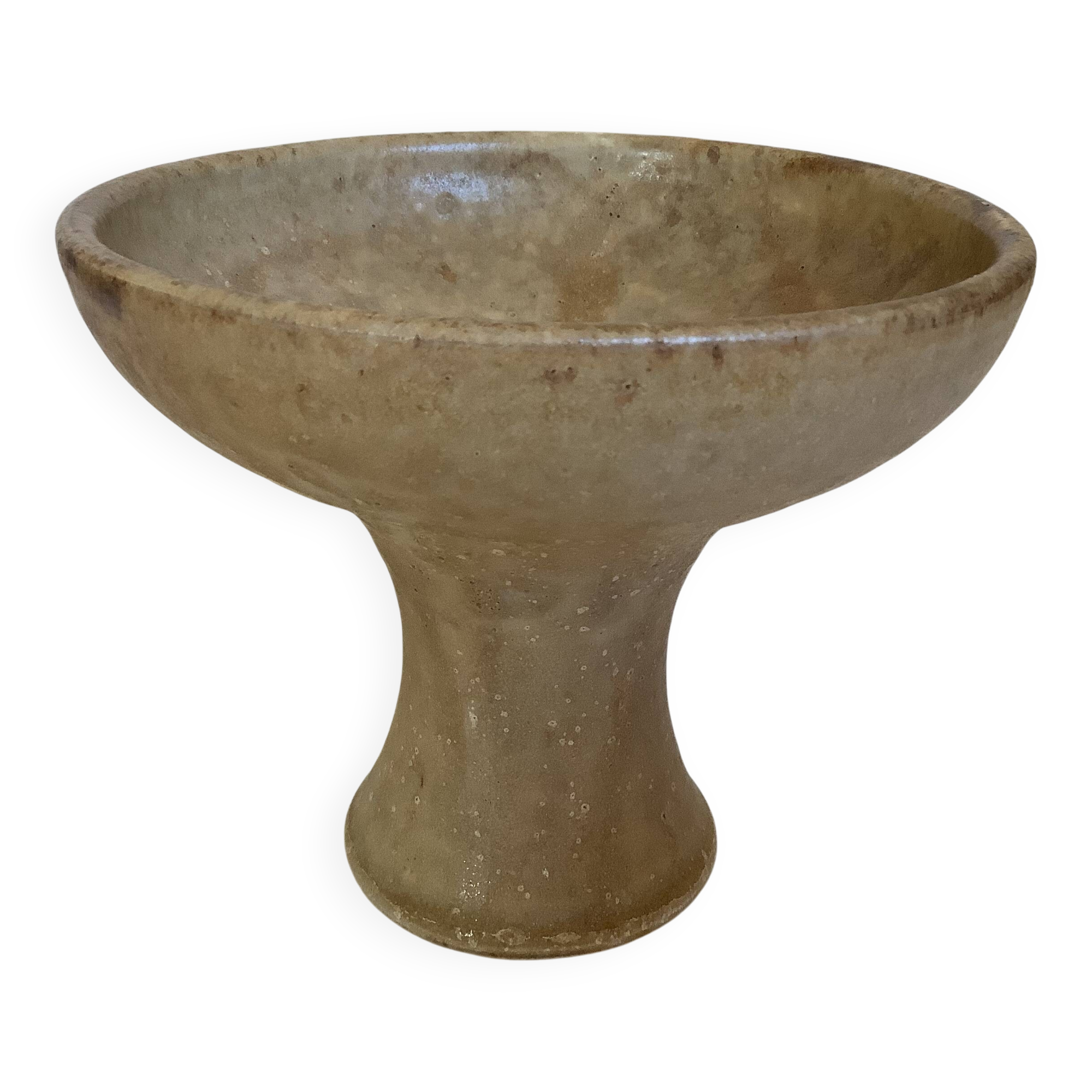 Beige ceramic chalice-shaped candle holder