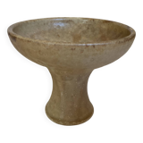 Beige ceramic chalice-shaped candle holder