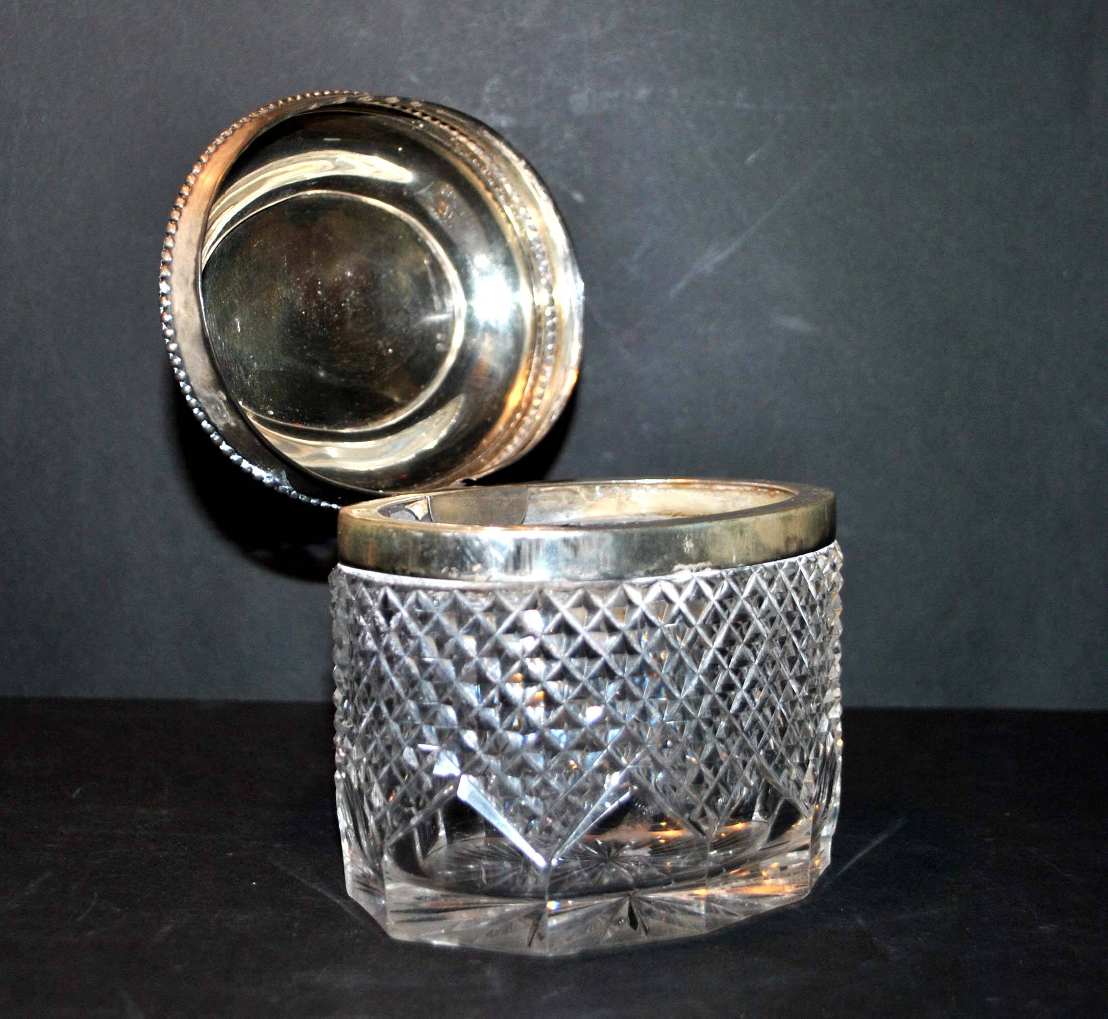 Old box in silver and cut crystal germany hallmark 833