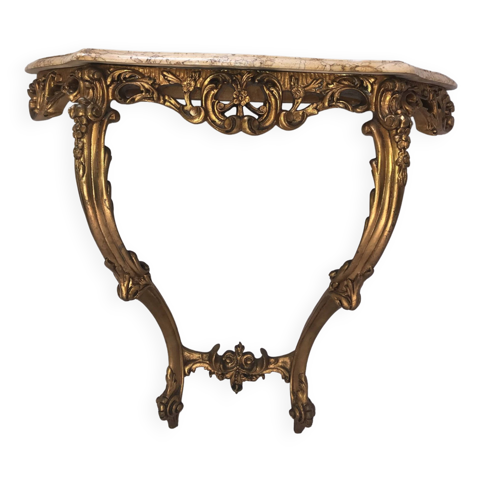 Golden console with marble in Louis XV style.