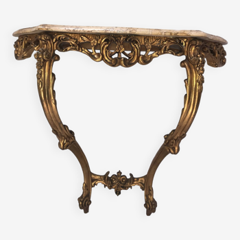 Console bois doré et marbre style Louis XV