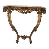 Louis XV style gilded wood and marble console
