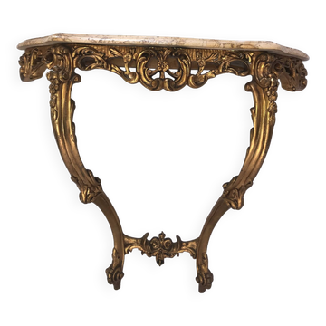 Console bois doré et marbre style Louis XV