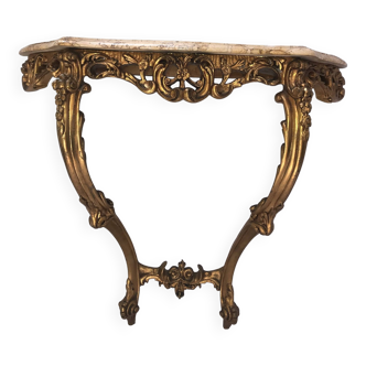 Console bois doré et marbre style Louis XV