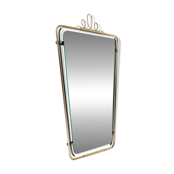 Wall mirror in brass wire with modernist loops from the mid-century, Italy, 1950s.