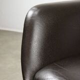 Italian Vintage Chocolate Brown Leather Office Chair