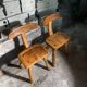 Pair of brutalist olive chairs