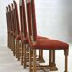 Set of 8 chairs in Louis XIII style made of oak and fabric.