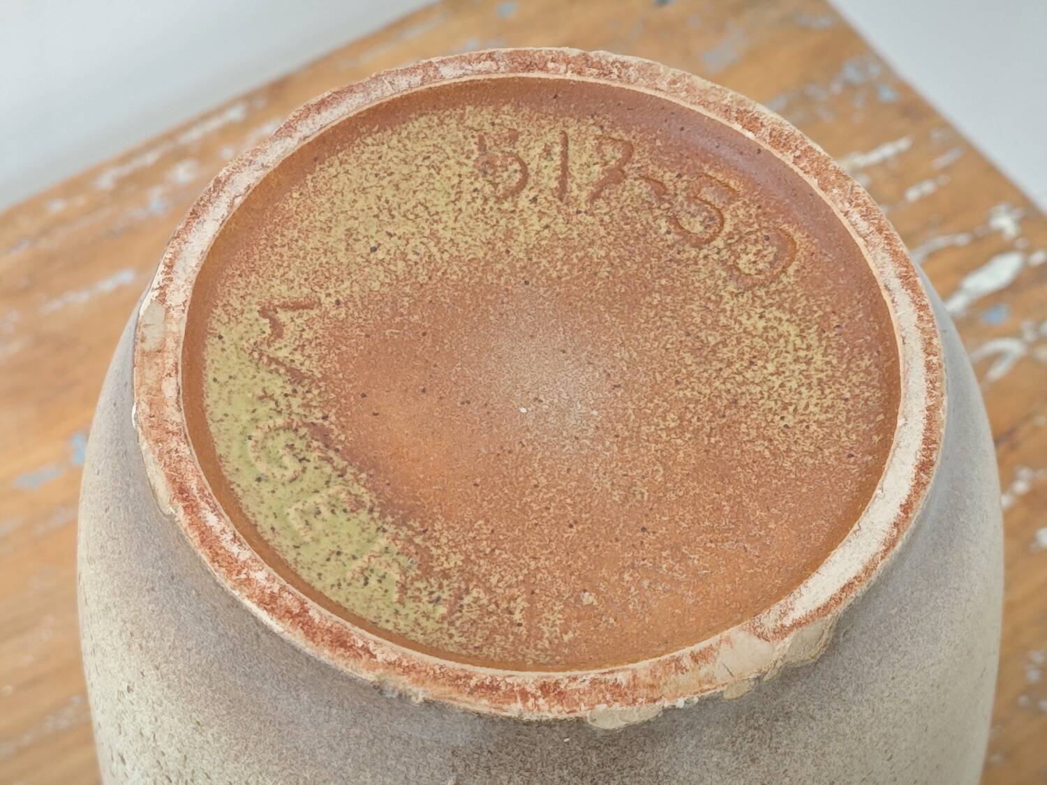 Large West Germany glazed vase with orange and beige shades