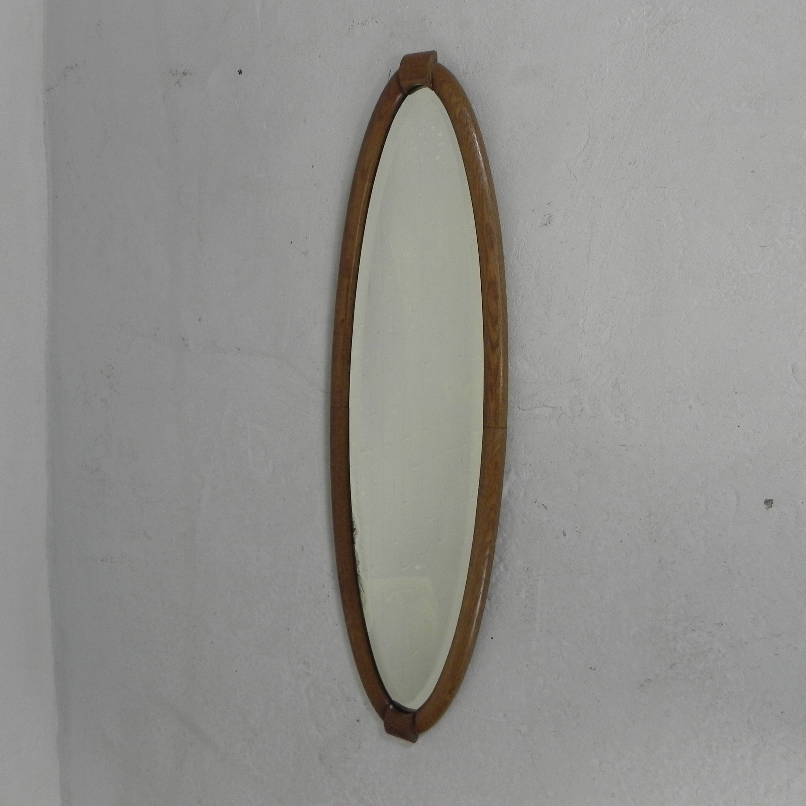 Oval gold mirror with faceted edge, 1950s
