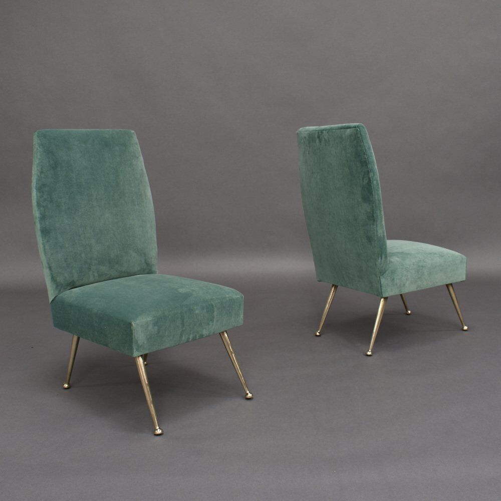Set of Italian velvet side chairs by Gigi Radice for Minotti, 1950s