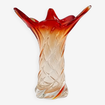 Vase en verre de Murano torsadé du milieu du siècle, Italie, années 1960