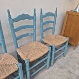 4 chaises paillées anciennes de style provençale