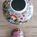 Large Chinese ginger jar with multi-colored porcelain lid