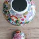 Large Chinese ginger jar with multi-colored porcelain lid