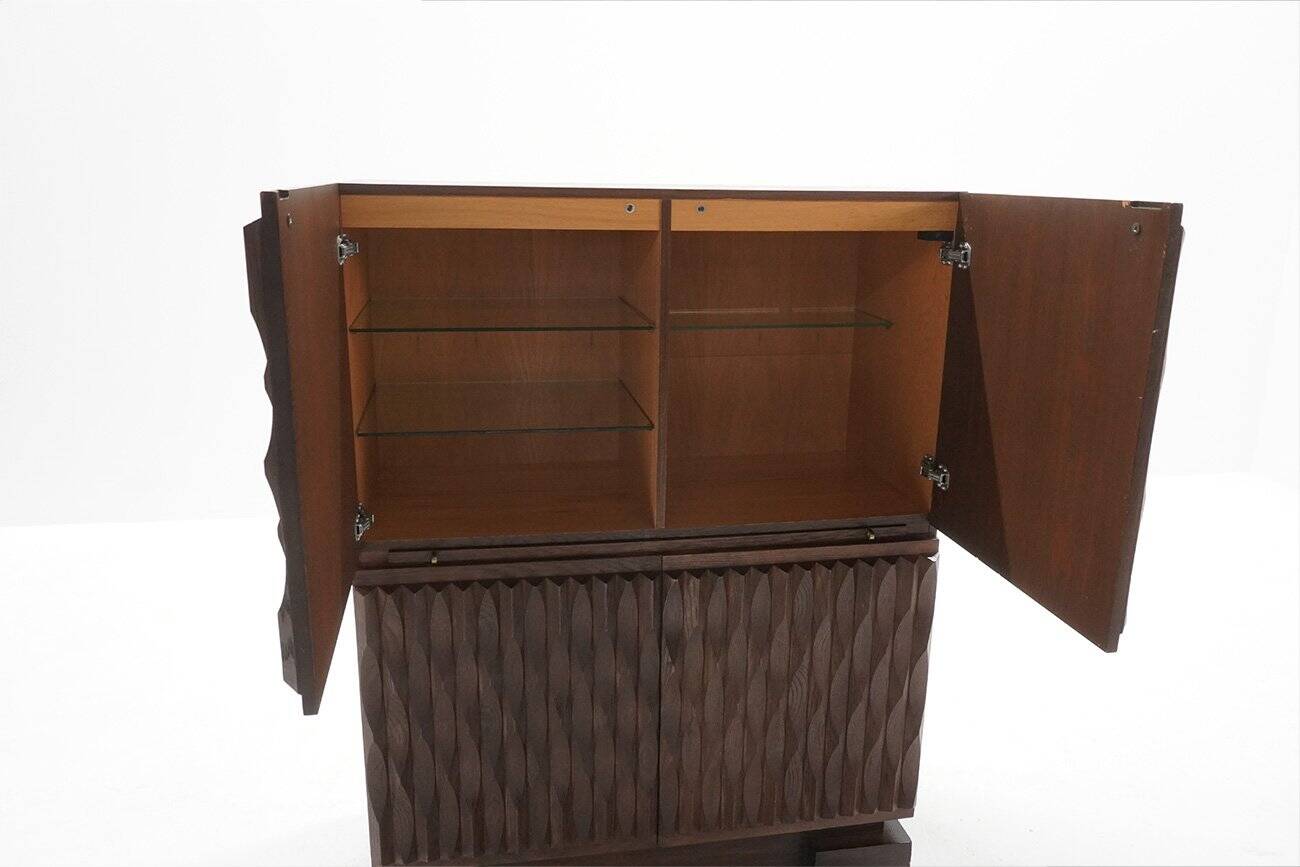 Vintage Brutalist Cabinet in Oak from Maison Aurora, Belgium, 1970s
