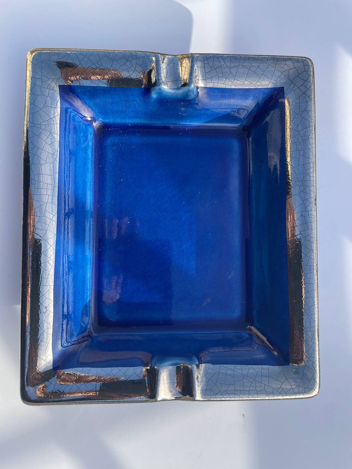 Vintage Lancel ashtray in deep blue ceramic