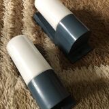 Pair of Bauhaus appliques in Bakelite and white opaline around 1950