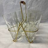 Set of 6 lemonade glasses with brass support
