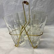 Set of 6 lemonade glasses with brass support