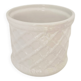 Glazed white earthenware cache-pot