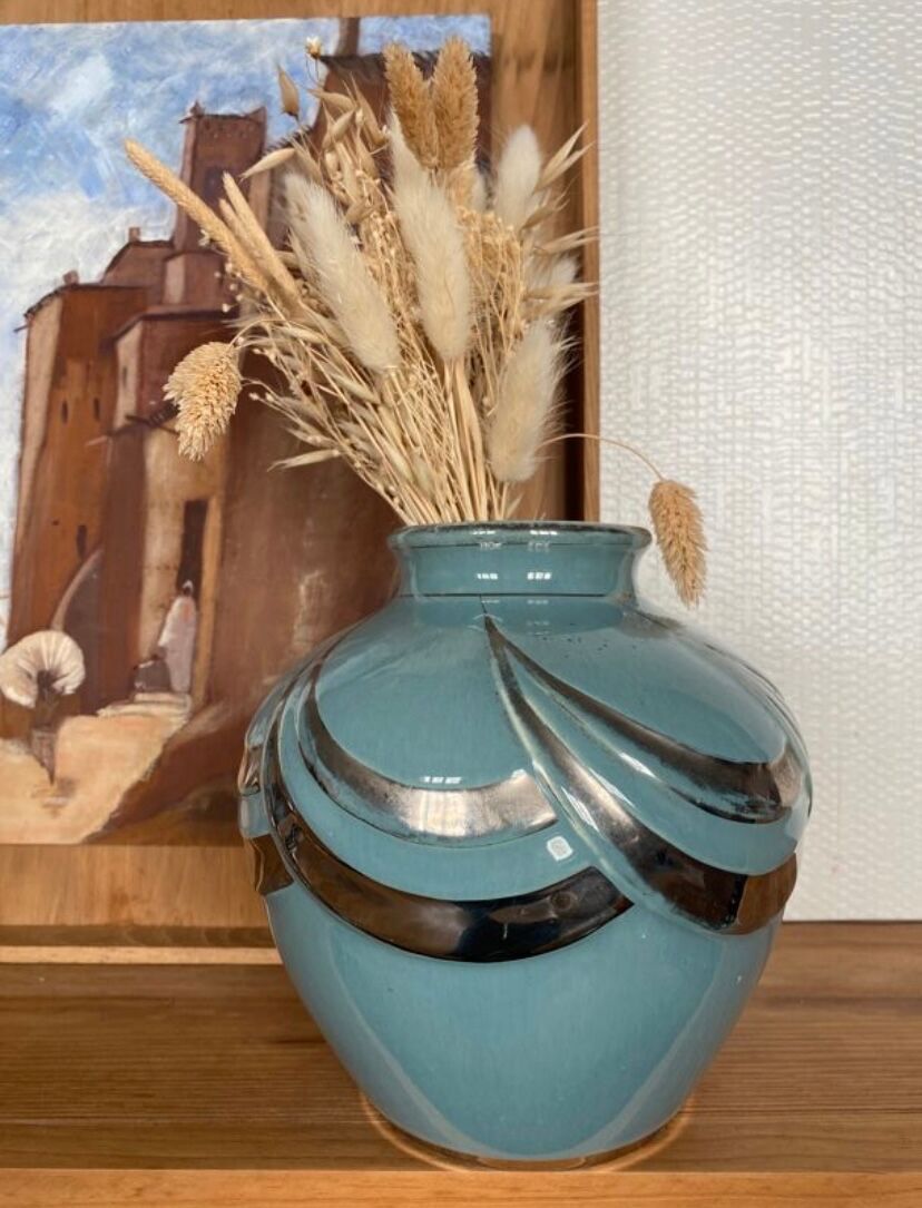 Blue Art deco vase