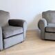 Pair of moustache club armchairs in elephant grey velvet.